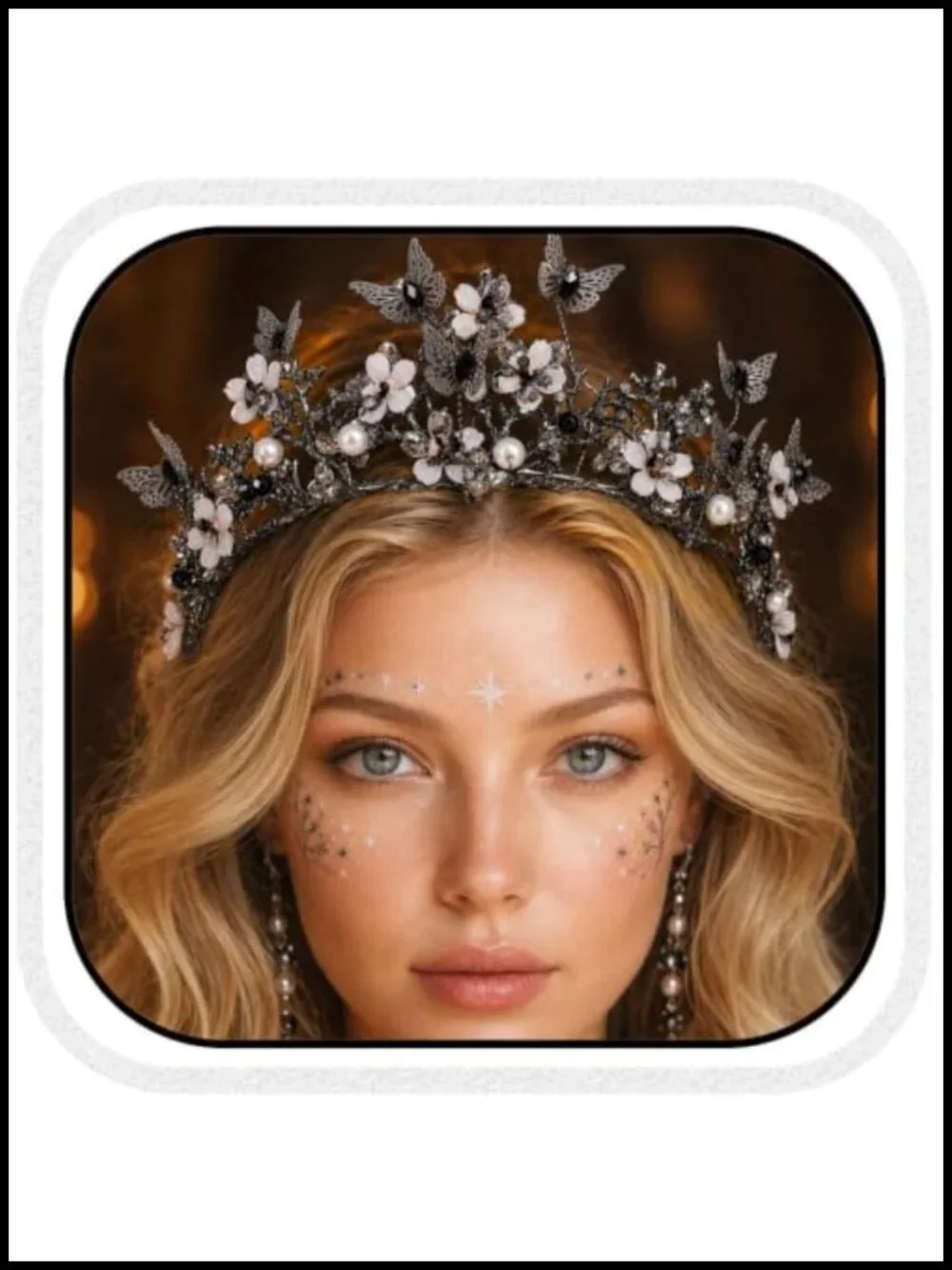 Butterfly Tiara Fairy Crown Crystal Alloy Headpiece for Women Party Cosplay